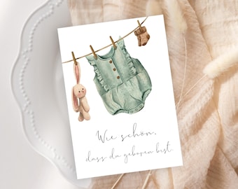 Carte Lapin DIN A6, Comme c'est merveilleux que tu sois né Carte de félicitations Naissance Carte postale Fête de bébé Bébé Enfant Carte de voeux Aquarelle Opt. Carte postale