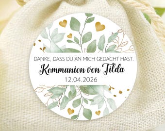 24 Sticker 4cm Danke, dass du an mich gedacht hast gold Kommunion Konfirmation Taufe Einschulung Aufkleber Etiketten + individuell mit Name