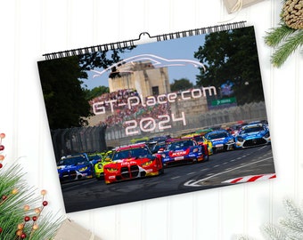 Kalender GT Racing 2024, DIN A3 Motorsport Auto Racing Männergeschenk Weihnachten Geburtstag Wandkalender Garage Werkstatt Büro Giveaway
