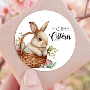 ab 10 Stück Frohe Ostern Sticker 4cm Ostergeschenk Hasen Gastgeschenk Aufkleber Klebeetiketten Etiketten für Geschenkanhänger Anhänger Ei afbeelding 3