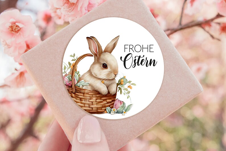 from 10 pieces Happy Easter stickers 4 cm Easter gift bunnies guest gift stickers adhesive labels labels for gift tags pendant egg image 3