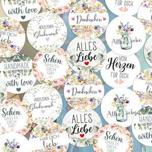 from 8 pieces sayings sticker mix, congratulations handmade thank you all the best guest gift nice that, I love you labels 4 cm stickers image 5