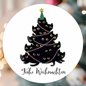da 10 gatti divertenti adesivi natalizi albero di Natale 4 cm etichette adesive regalo ospite regali omaggio biglietto di ringraziamento inverno nero