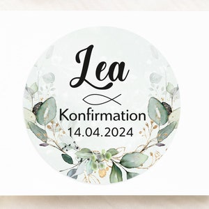 ab 12 personalisierte Sticker Kommunion Konfirmation Taufe Gastgeschenk Aufkleber Etiketten 4cm für Geschenkanhänger Anhänger Hochzeit Bild 8
