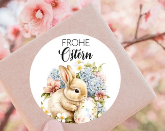 ab 10 Stück Frohe Ostern Sticker 4cm Ostergeschenk Hase Gastgeschenk Aufkleber Klebeetiketten Etiketten für Geschenkanhänger Anhänger Ei