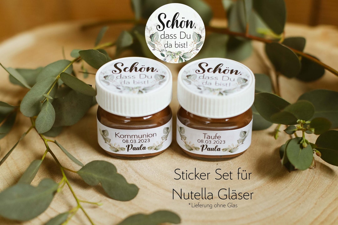 From 20 Personalized Stickers, in a Set for Nutella Mini Glass Jars ...