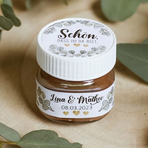 ab 20 personalisierte Sticker im Set für Schoko Mini Glas Gläser Kommunion Konfirmation Taufe Hochzeit Gastgeschenk Aufkleber Etiketten