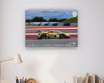 Kalender GRT Grasser Racing 2024, DIN A3 Motorsport Auto Racing Männergeschenk Weihnachten Wandkalender Garage Werkstatt Lamborghini