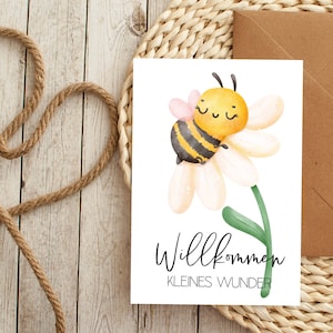 Carte abeille douce DIN A6, bienvenue petit miracle, carte de félicitations naissance carte postale baby shower bébé enfant nouveau-né tante parrain oncle image 6