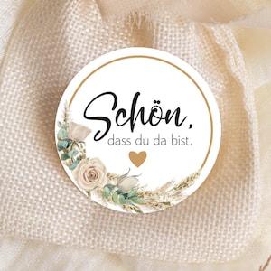 24 adesivi per matrimoni boho, bello che tu sia lì, 4 cm, regalo per gli ospiti, matrimonio, battesimo, compleanno, festa, nascita, etichette, pampa di eucalipto