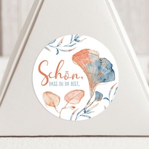 24 Ginkgo Bello che tu sia lì in blu salmone oro, adesivo per matrimonio regalo per gli ospiti matrimonio battesimo compleanno etichette JGA adesivi da 4 cm
