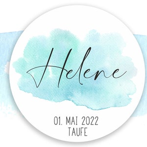24 gepersonaliseerde stickers doop, water, gastencadeau, zelfklevende etiketten, stickers, 4 cm, voor cadeaukaartjes, individueel met naam