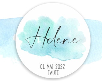 24 personalized stickers for baptism, water, party favors, adhesive labels, stickers, 4 cm, for gift tags, personalized with name
