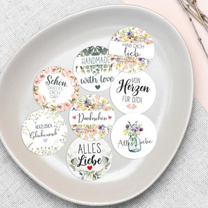 from 8 pieces sayings sticker mix, congratulations handmade thank you all the best guest gift nice that, I love you labels 4 cm stickers image 2