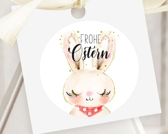 ab 10 Stück Frohe Ostern Sticker 4cm Ostergeschenk Hase Gastgeschenk Aufkleber Klebeetiketten Etiketten für Geschenkanhänger Osterhase rosa