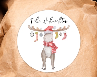 from 10 Merry Christmas Moose Stickers 4 cm Labels Stickers Guest Gift Giveaway Gifts Thank You Card Company Presents Winter Business