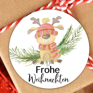 ab 10 Elch Frohe Weihnachten Sticker Etiketten Aufkleber Gastgeschenk Giveaway Geschenkverpackung Geschenke 4cm Dankeskarte Adventskalender