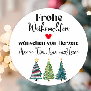 ab 12 personalisierte Sticker 4cm Frohe Weihnachten wünschen von Herzen, Weihnachtsdeko Gastgeschenk Aufkleber Etiketten f. Geschenkanhänger