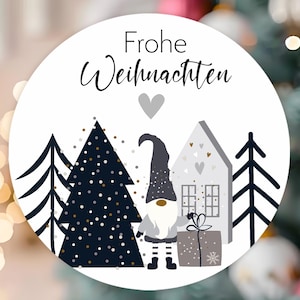 ab 10 Frohe Weihnachten 4cm Sticker Wichtel Weihnachtsbaum Haus Etiketten Aufkleber Gastgeschenk Giveaway Geschenke für Weihnachtskarten