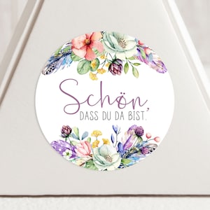 24 Bello che tu sia lì adesivi per matrimoni con fiori di campo, regalo per gli ospiti, matrimonio, battesimo, compleanno Etichette per feste JGA 4 cm adesivi per biglietti di ringraziamento