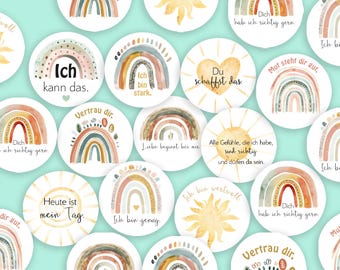 Affirmation Stickers 4 cm, Rainbow Sun Motivation Child Kindergarten Friendship Book Gift Birthday for Labels Positive Cards