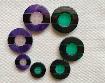 5 Buttons, coat button, very Peri button, purple button, green button, green and black button, purple and black button, cardigan button, button
