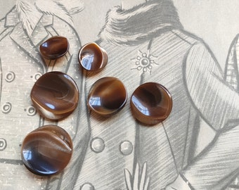 4 Wavy brown marbled buttons, brown button, brown coat button, brown jacket button, vintage brown button, vintage button, button