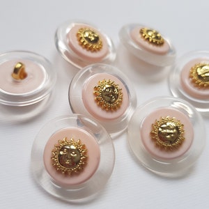 Sun button, blue gold button, red gold button, yellow gold button, pink gold button, woman button, red button, blue button, pink button Pink