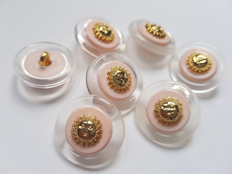 Sun button, blue gold button, red gold button, yellow gold button, pink gold button, woman button, red button, blue button, pink button Pink