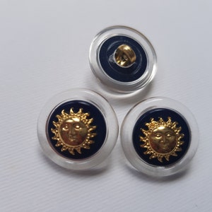 Sun button, blue gold button, red gold button, yellow gold button, pink gold button, woman button, red button, blue button, pink button Blue