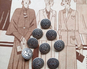 7 silver buttons, silver metallic button, sun button, face button, 18 mm button, jacket button, coat button, silver coat button, button