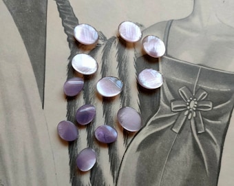 4 Pearly buttons, mauve button, oval button, pearly button, mauve blouse button, mauve pearly button, blouse button, gray button, button