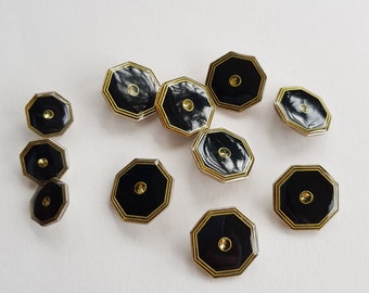 3 boutons, bouton fête, bouton émail noir, bouton brillant, bouton pierre brillante, bouton fête noir, bouton noir, bouton smoking, bouton