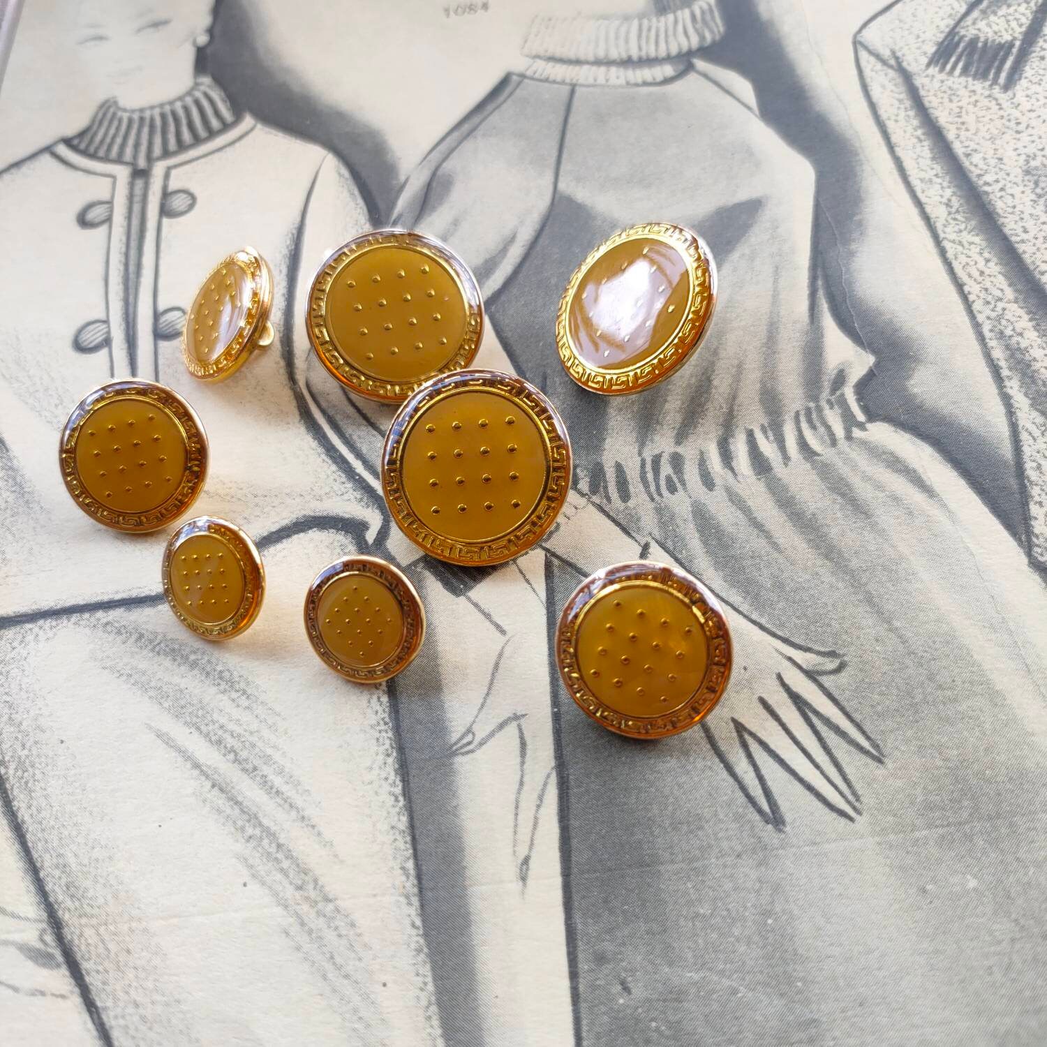 Beige and Gold Button, Beige Button, Gold Button, Beige Coat Button ...