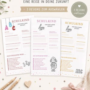 Schulkind Erinnerungsspiel zum Schulstart | Einschulung Mädchen | Ausfüllblatt Schule | Gästebuch Einschulung | Zeitkapsel Schulanfang