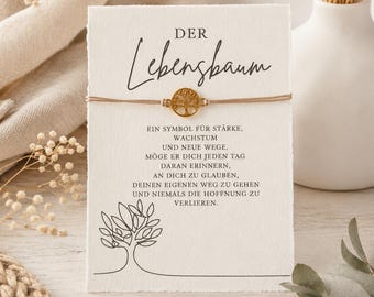 Lebensbaum Armband Geschenk Frauen – Freundschaftsarmband Karte – Symbol Stärke & Wachstum – Glücksbringer Geschenk Schwester Mama Freundin