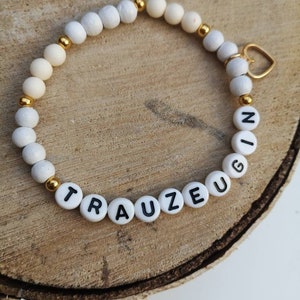 Trauzeugin Perlenarmband weiß, Geschenkideen, Braut, Brautjungfer, Perlenarmband, handmade, Brautmama, Armband, individuell, persönlich