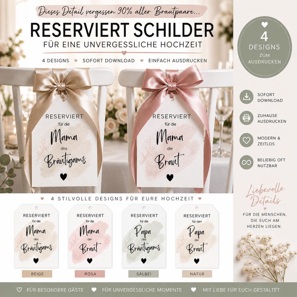 Parent Seating Rings Wedding Seating Signs for Parents - Mom/dad, Bride & Groom - Download ...