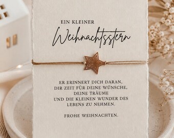 Weihnachtsarmband Stern | Kleines Weihnachtsgeschenk Freundin, Schwester & Kollegin Freundschaftsarmband Wichtelgeschenk | Frohe Weihnachten