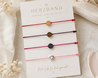 Herz Armband | Personalisiertes Geschenk zum Geburtstag | Freundschaftsarmband | Geschenk für Freundin, Schwester, Mama | Glücksarmband