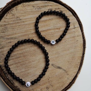 Partner bracelet pearl bracelet black, couple, bracelet, gift ideas, initials, gift, girlfriend, friendship