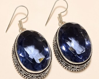 Details about / Faceted Iolite 4-Points 925 Sterling Silver Dangle Earrings