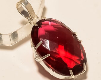 Rubellite tourmaline satin-finished silver pendant