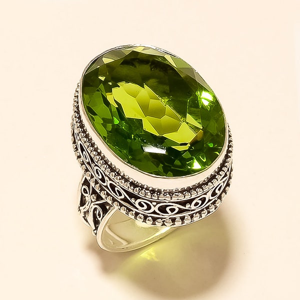 Peridot Ring, Peridot jewelry, Women Ring, Women Jewelry, 925 Sterling Silver Plated Ring,Us Size, Women Gift Jewelry, Birthday Gift For Mom