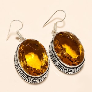 Citrine Jewelry, Handmade Jewelry 925 Earrings Sterling Silver Plated Earrings, Citrine Earrings, Women Gift, Gift For Her, Christmas Gift