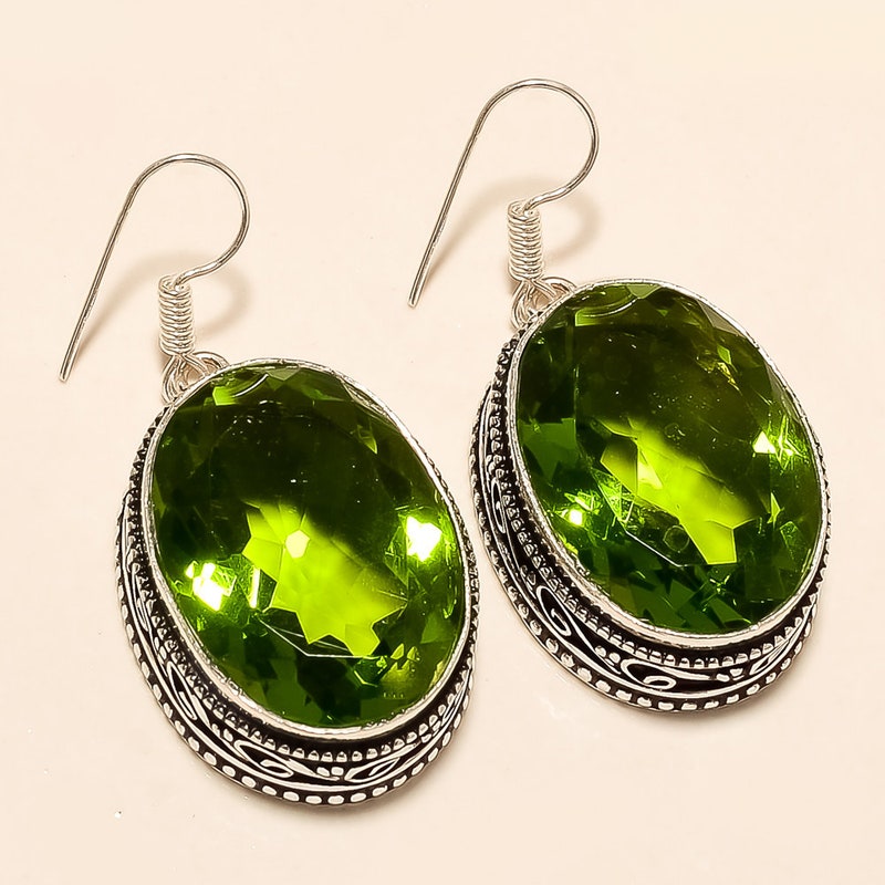 Peridot Shield Earrings main image 1