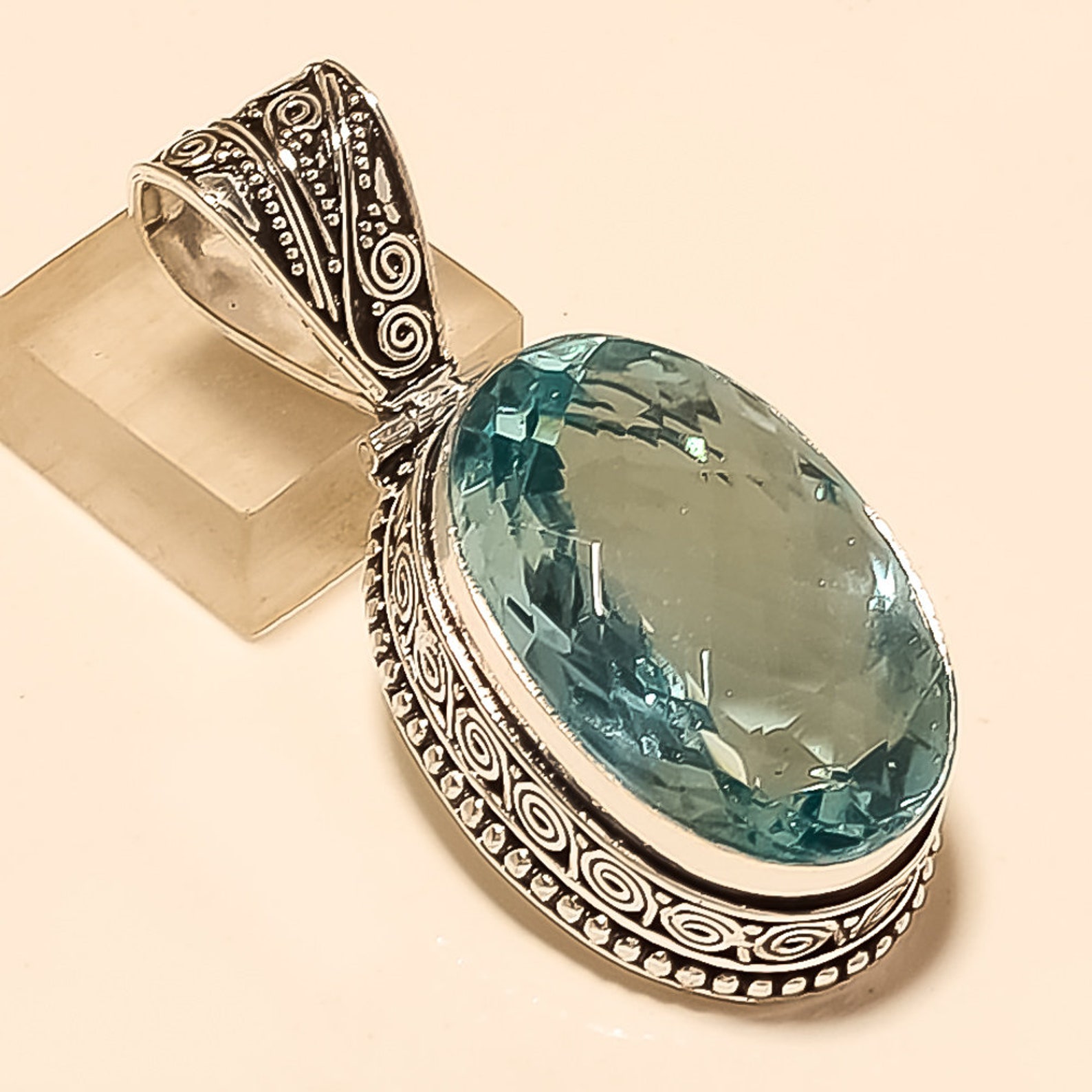 Blue Topaz Jewelry Blue Topaz Pendant Women Jewelry 925 Etsy