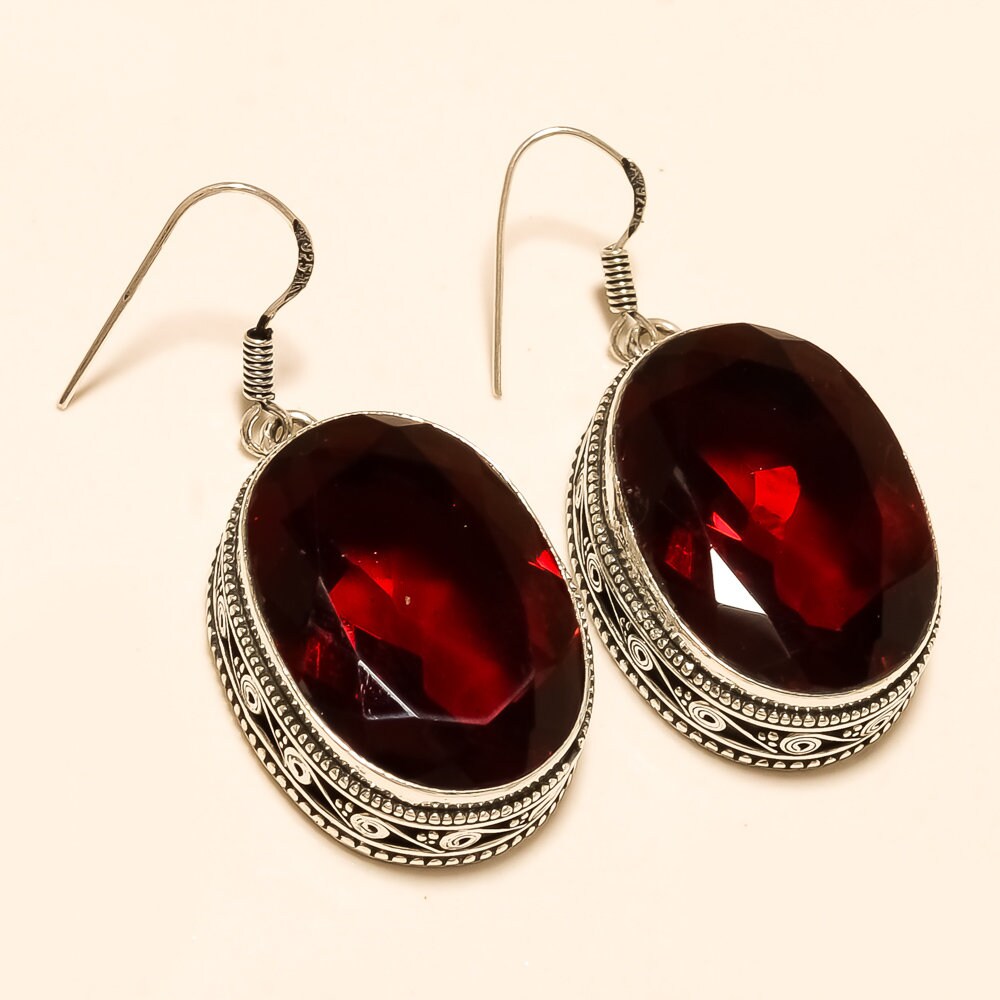 Red garnet shop earrings