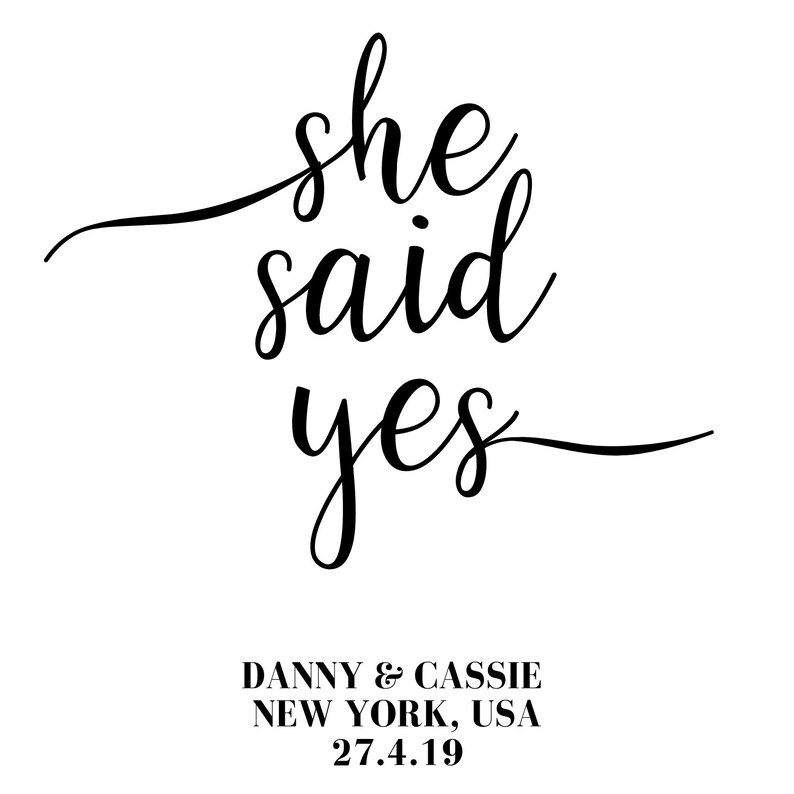 She said yes engagement print personalised. | Etsy