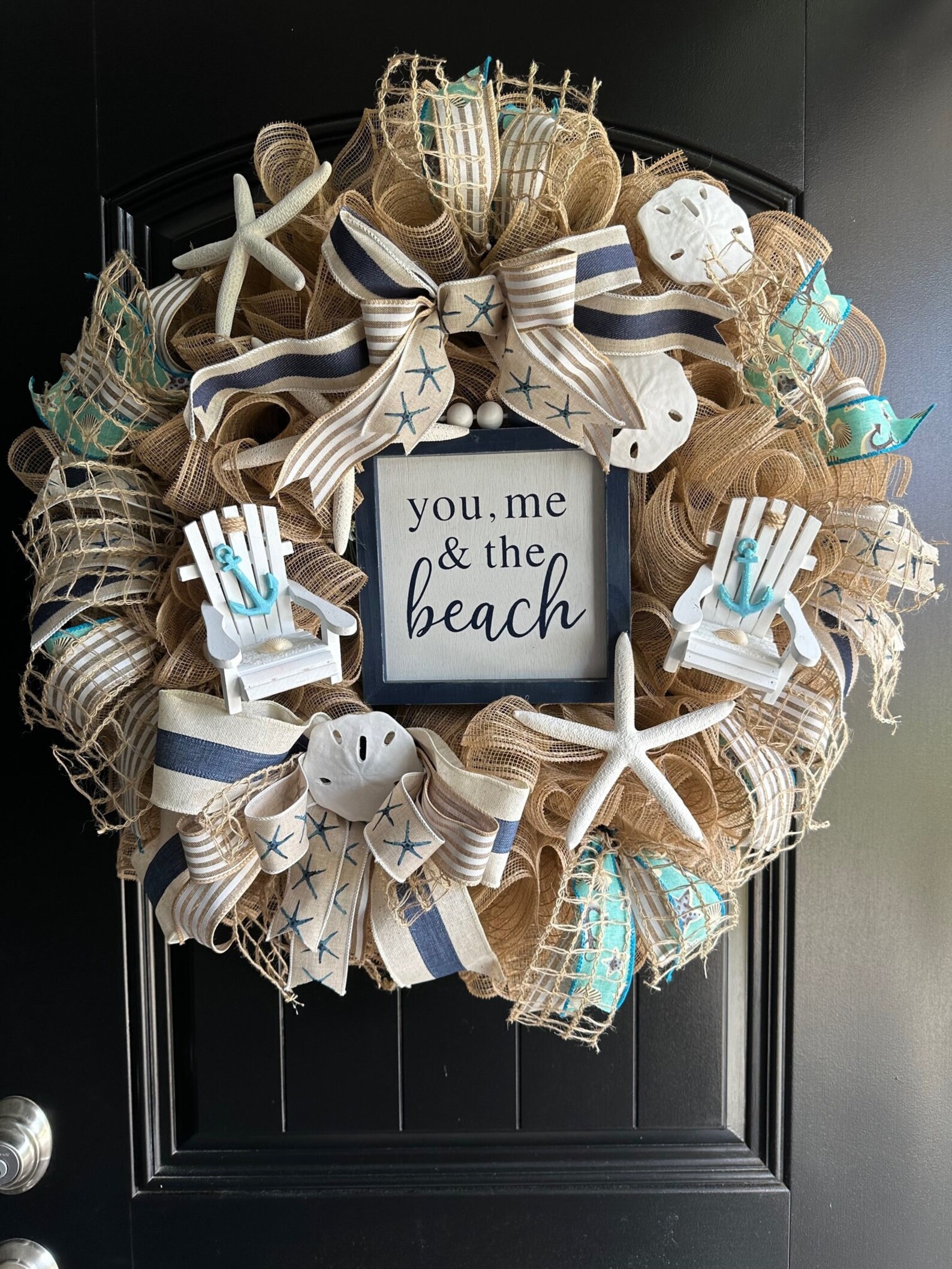Beach Coastal Wreath for Front Door, Starfish and Sand Dollar Wreath ...
